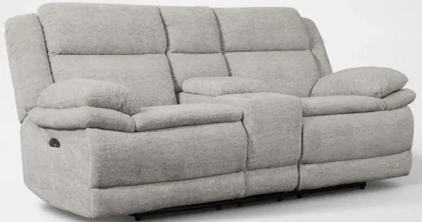 Pacific Dual-Power Reclining Loveseat - Light Gray
