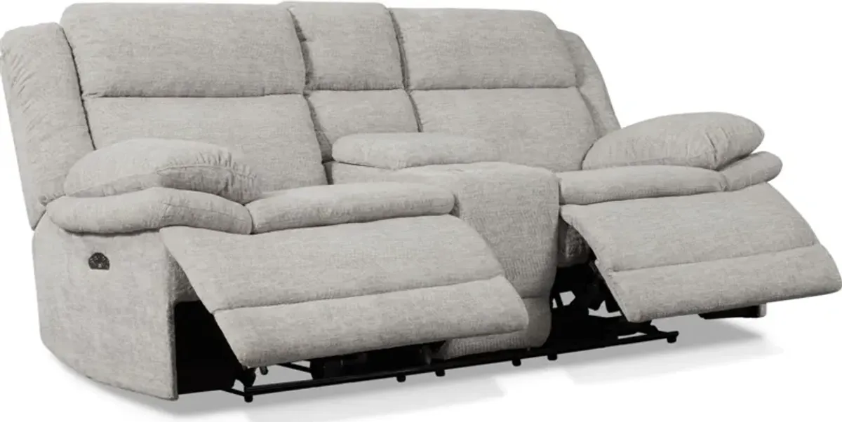 Pacific Dual-Power Reclining Sofa and Loveseat - Light Gray