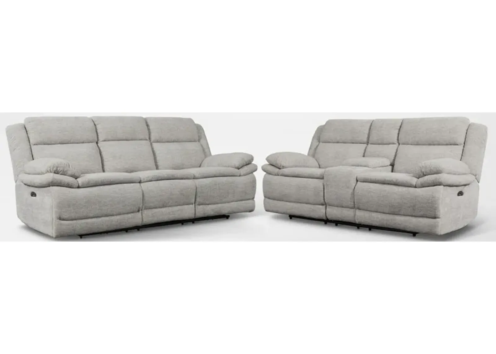 Pacific Dual-Power Reclining Sofa and Loveseat - Light Gray