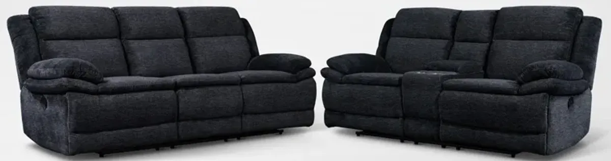 Pacific Manual Reclining Sofa and Loveseat - Charcoal