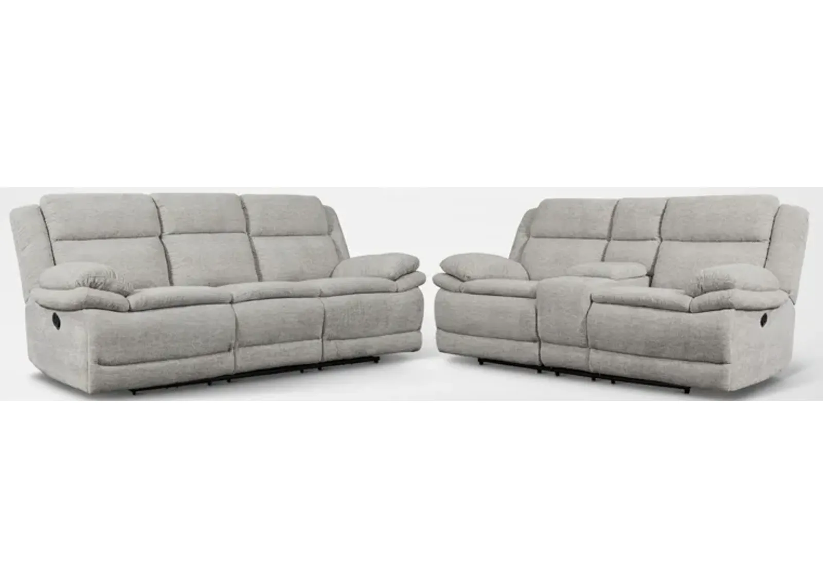 Pacific Manual Reclining Sofa and Loveseat - Light Gray