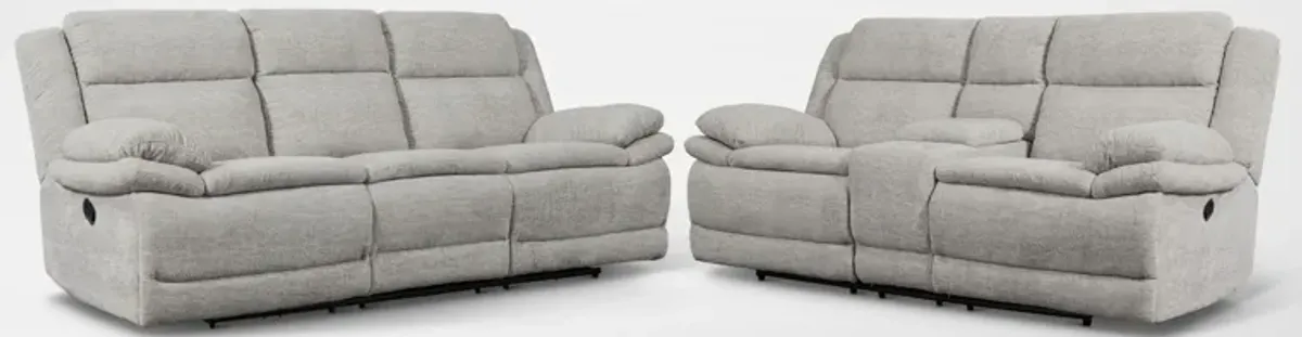 Pacific Manual Reclining Sofa and Loveseat - Light Gray