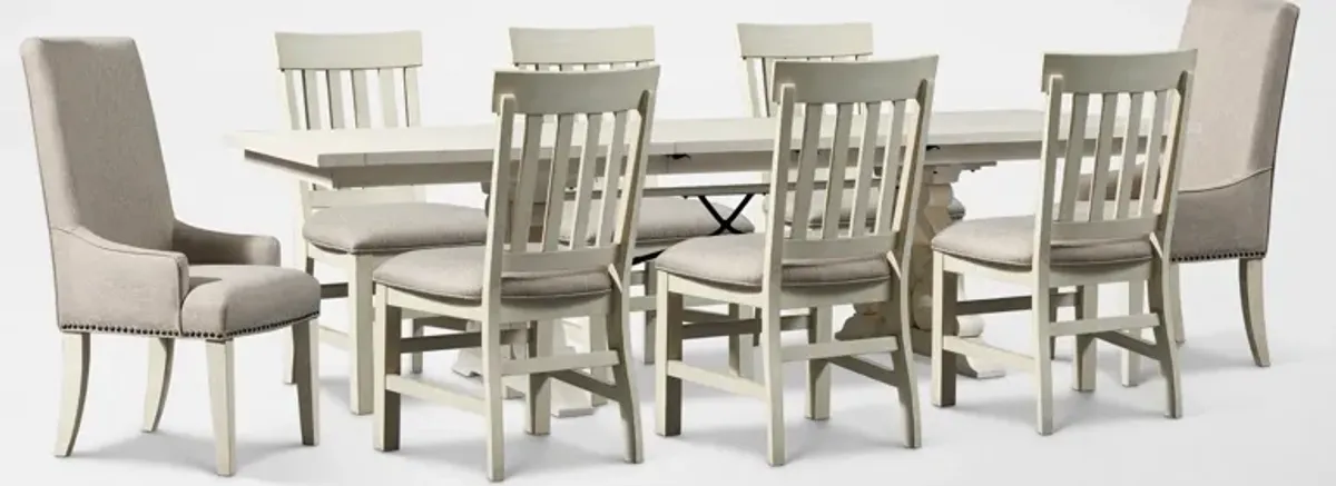 Charthouse Rectangular Extendable Dining Table, 2 Host Chairs and 6 Dining Chairs - Alabaster