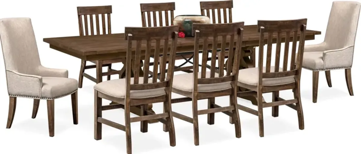 Charthouse Rectangular Extendable Dining Table, 2 Host Chairs and 6 Dining Chairs - Nutmeg