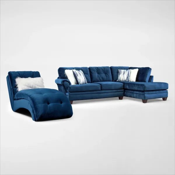 Cordelle 2-Piece Right-Facing Sectional and Chaise - Blue