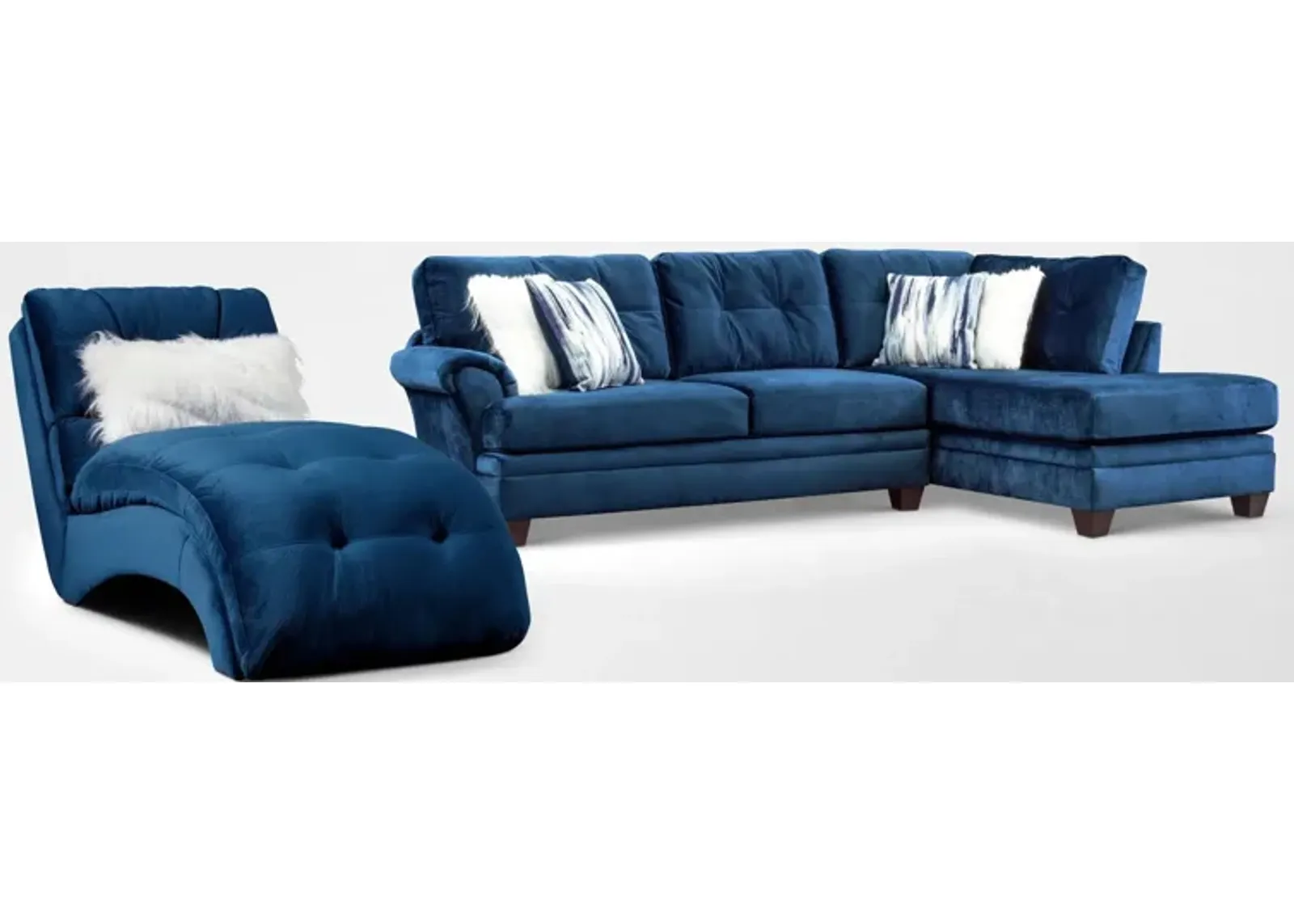 Cordelle 2-Piece Right-Facing Sectional and Chaise - Blue