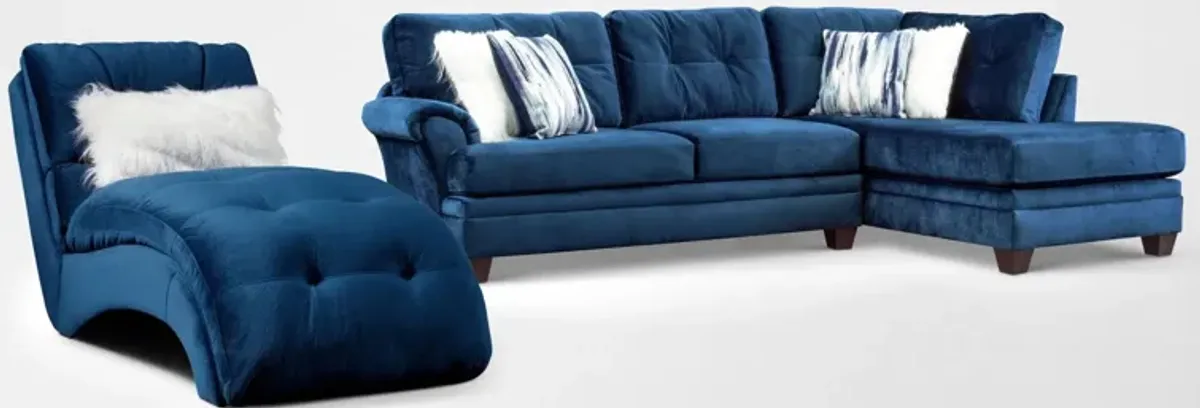 Cordelle 2-Piece Right-Facing Sectional and Chaise - Blue