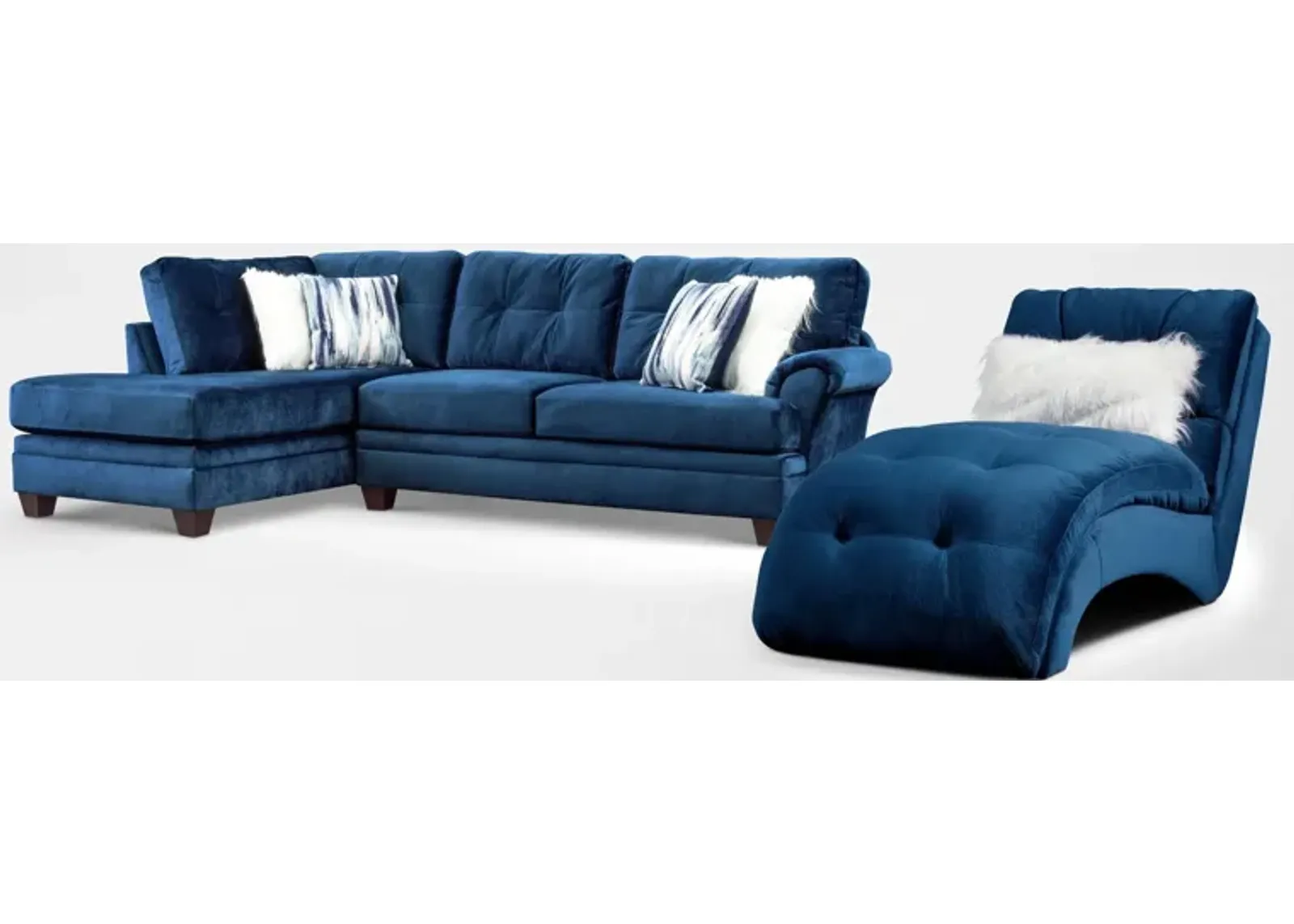 Cordelle 2-Piece Left-Facing Sectional and Chaise - Blue