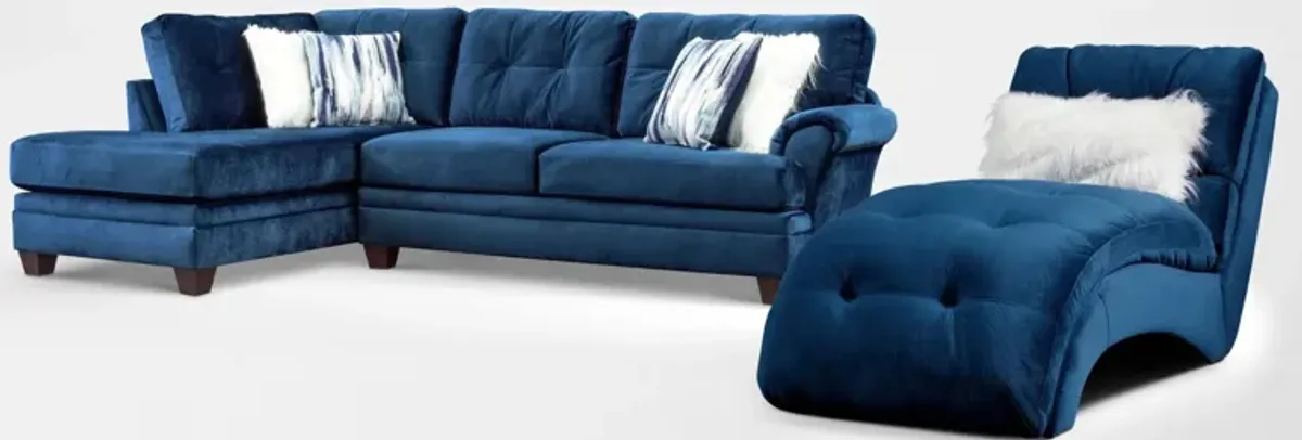 Cordelle 2-Piece Left-Facing Sectional and Chaise - Blue