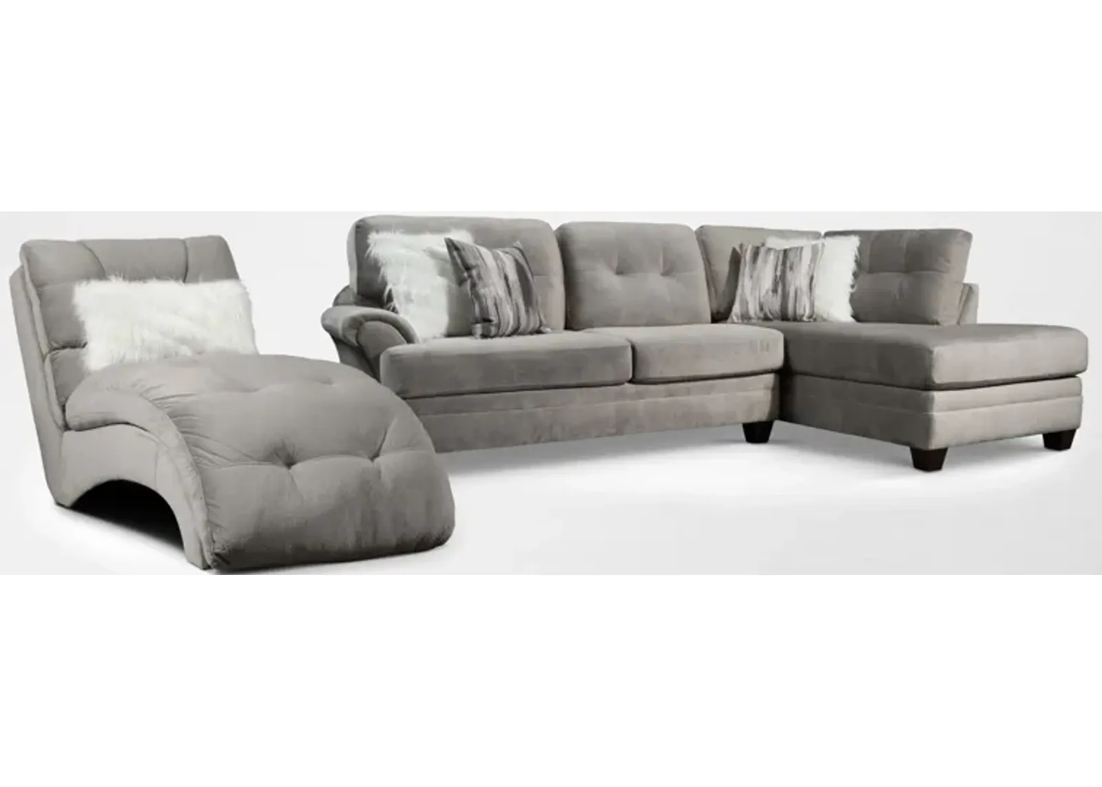 Cordelle 2-Piece Right-Facing Sectional and Chaise - Gray