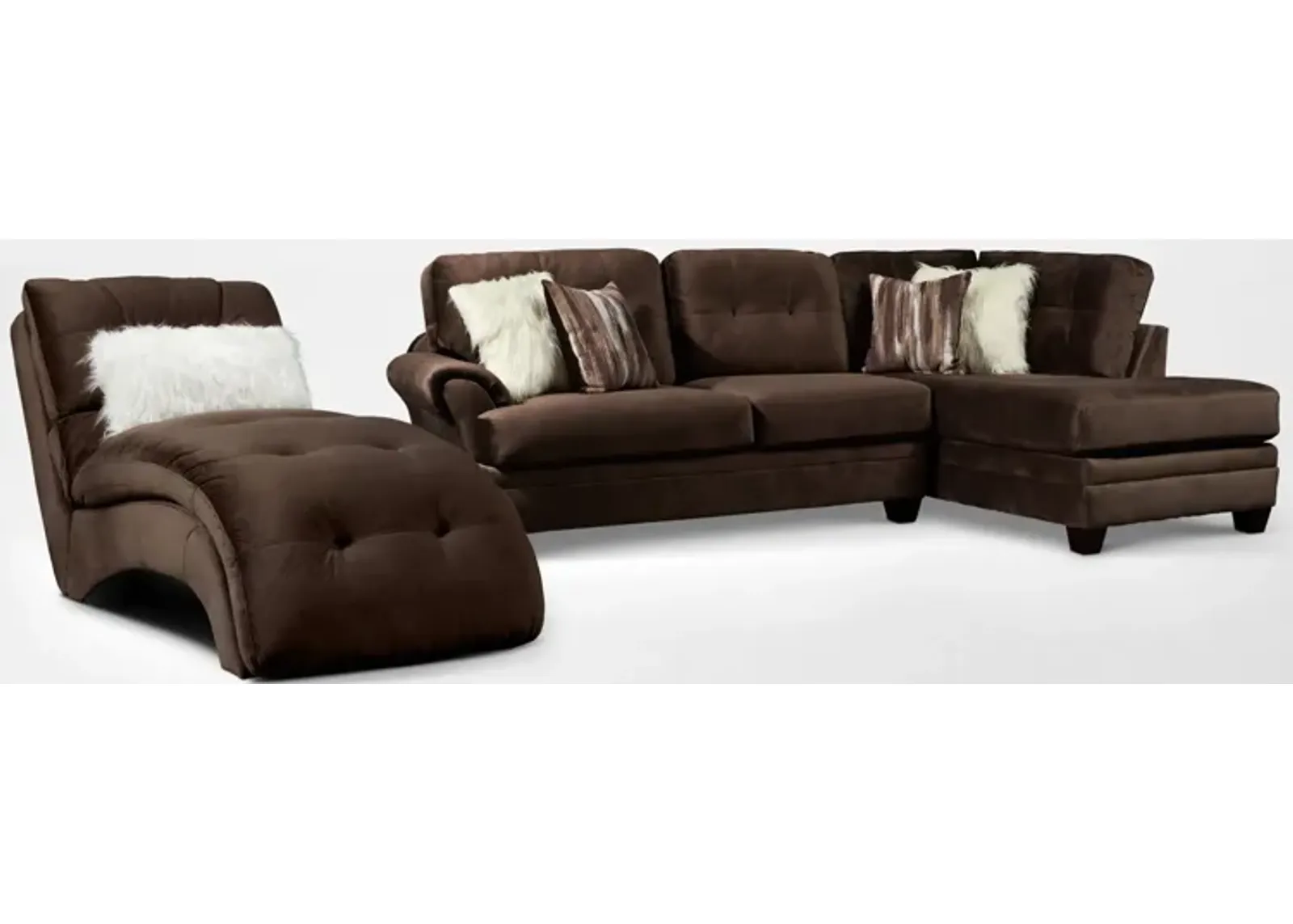 Cordelle 2-Piece Right-Facing Sectional and Chaise - Chocolate