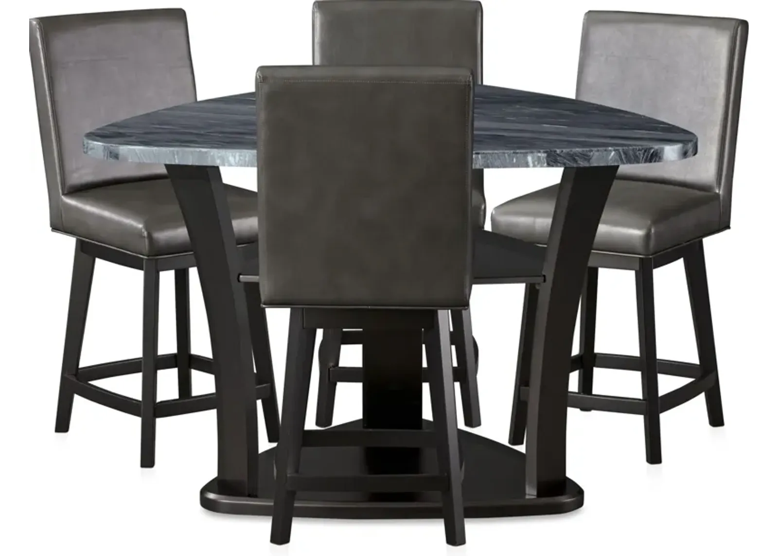 Gibson Marble Dining Table and 4 Swivel Stools