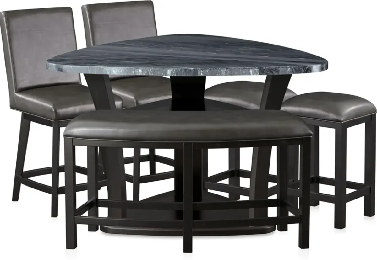 Gibson Marble Dining Table, 2 Backless Stools, 2 Swivel Stools and 1 Curve Bench