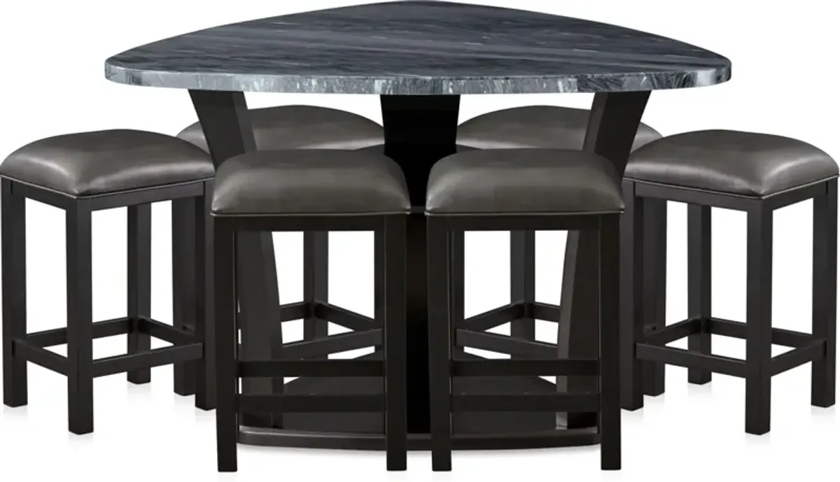 Gibson Marble Dining Table and 6 Backless Stools