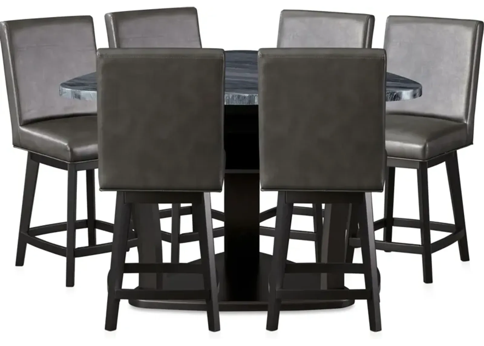 Gibson Marble Dining Table and 6 Swivel Stools