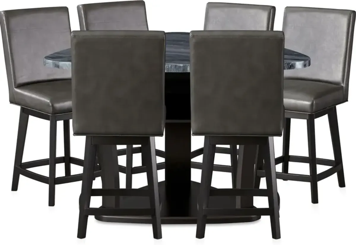 Gibson Marble Dining Table and 6 Swivel Stools