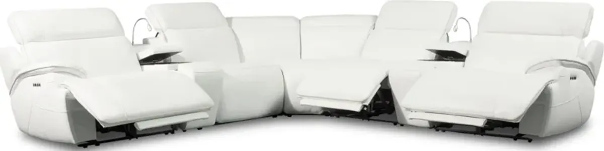 Devon 7-Piece Dual-Power Reclining Sectional with 3 Reclining Seats - White