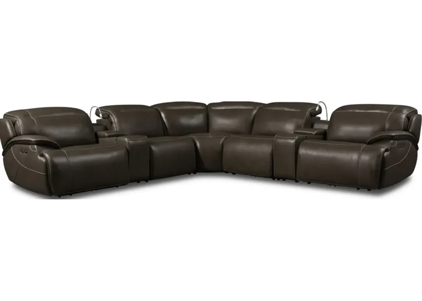 Devon 7-Piece Dual-Power Reclining Sectional with 3 Reclining Seats - Charcoal