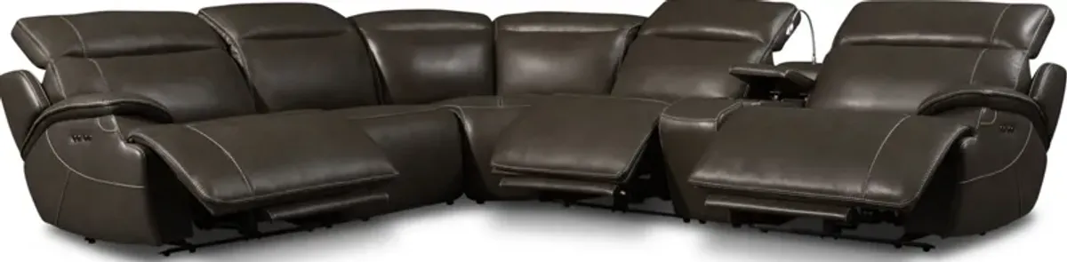 Devon 6-Piece Dual-Power Reclining Sectional with 3 Reclining Seats - Charcoal