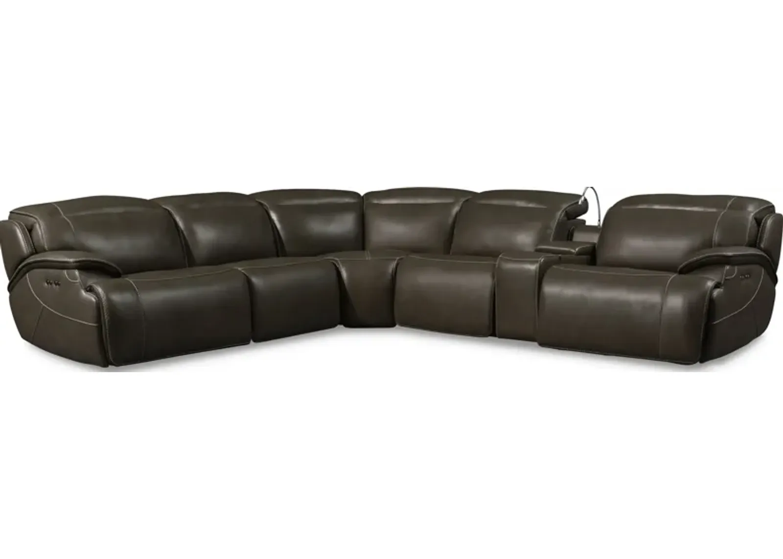 Devon 6-Piece Dual-Power Reclining Sectional with 3 Reclining Seats - Charcoal