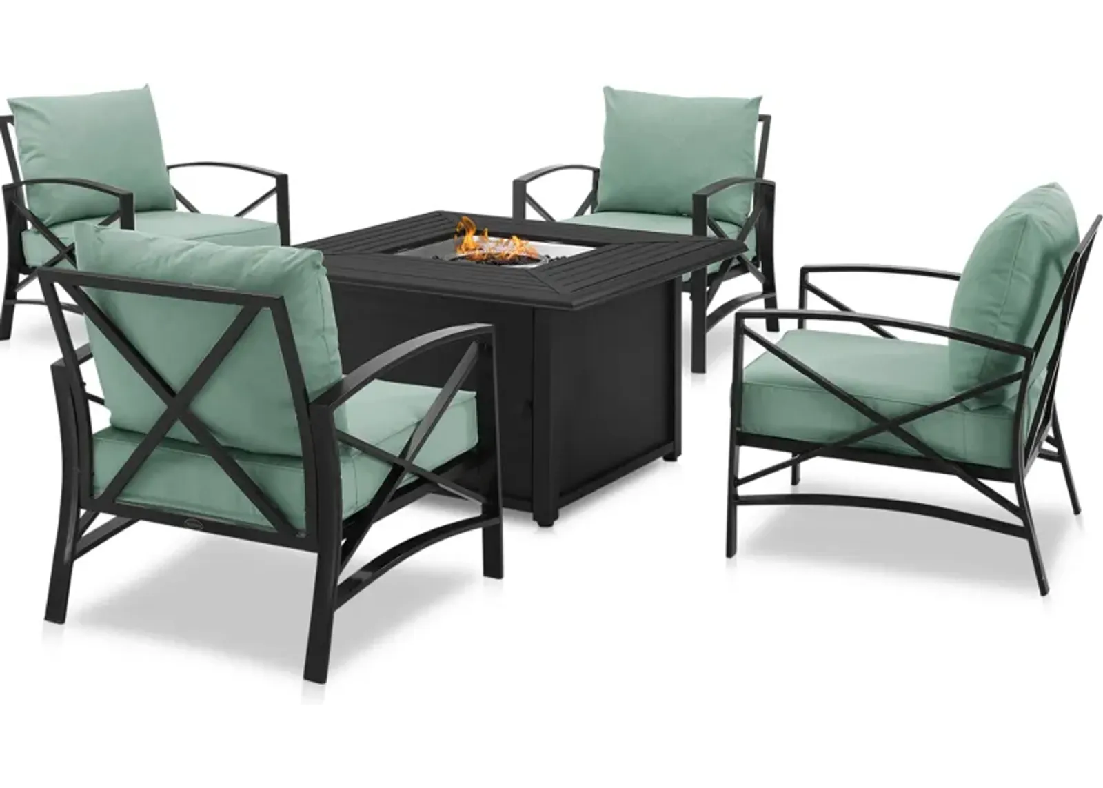 Clarion Set of 4 Outdoor Chairs and Fire Table - Mist