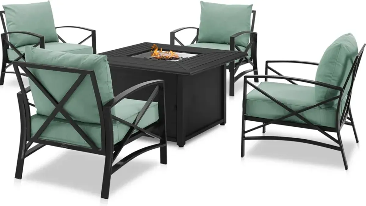 Clarion Set of 4 Outdoor Chairs and Fire Table - Mist