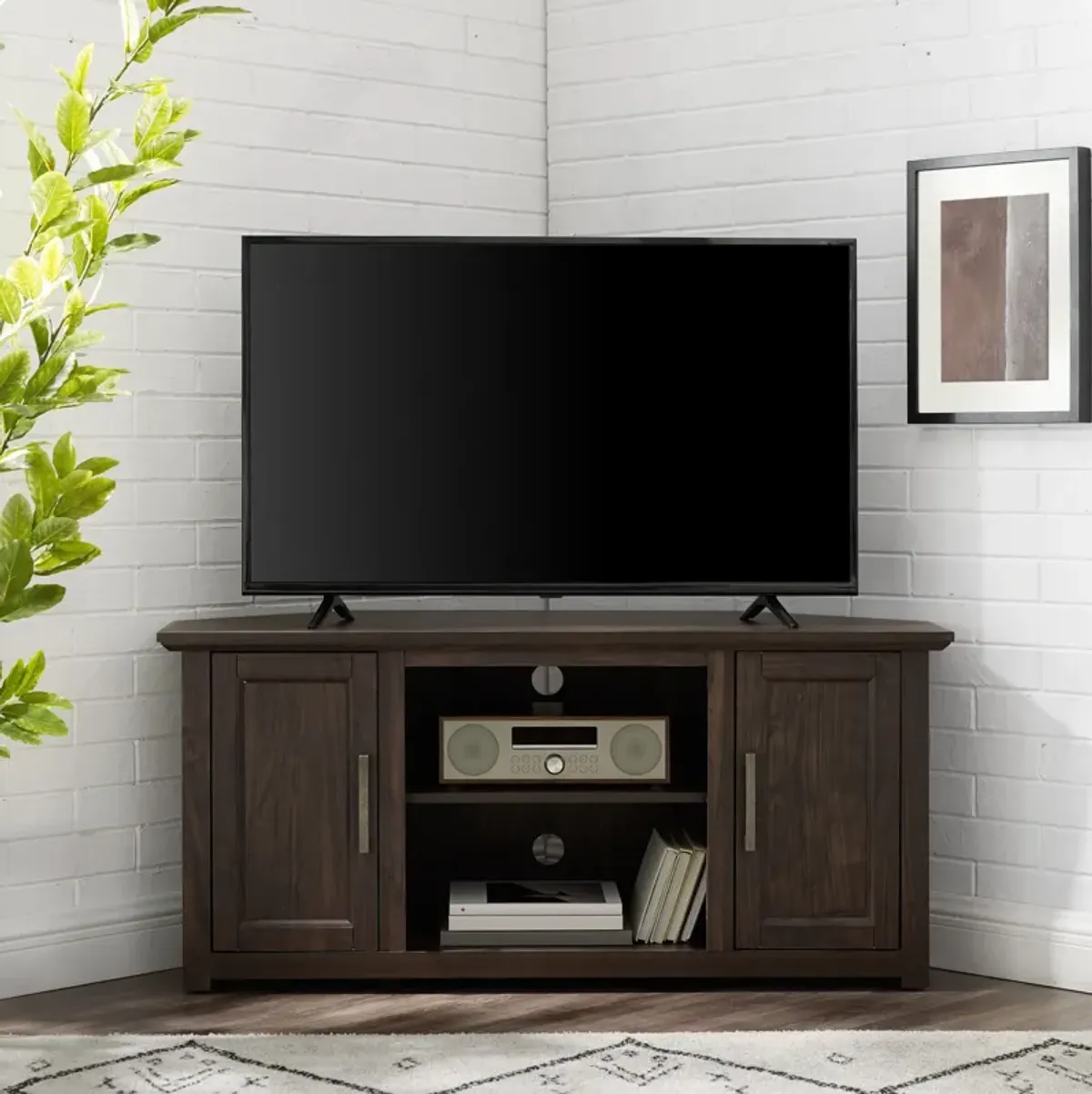 Lucas 48” Corner TV Stand - Dark Walnut