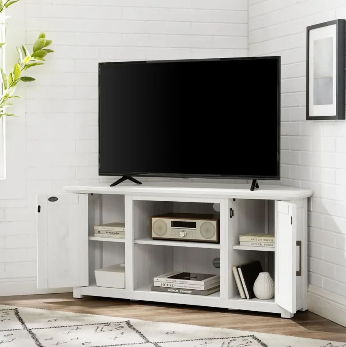 Lucas 48” Corner TV Stand - White