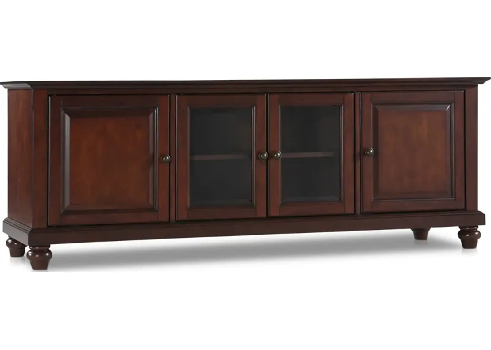 Ronald 60” Glass Door TV Stand - Mahogany