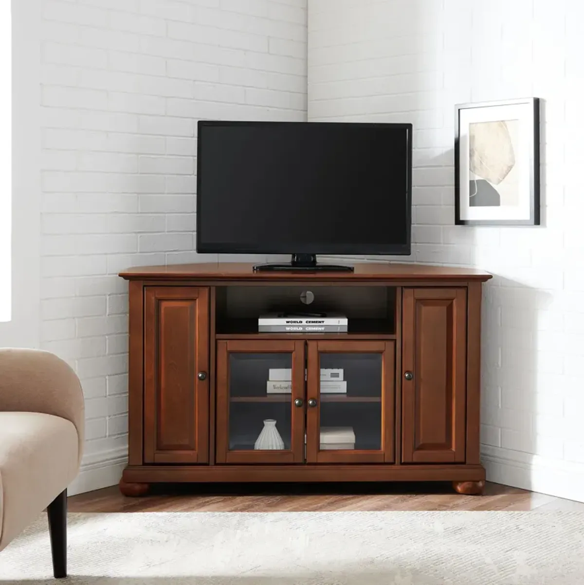 Alina 48” Corner TV Stand - Mahogany