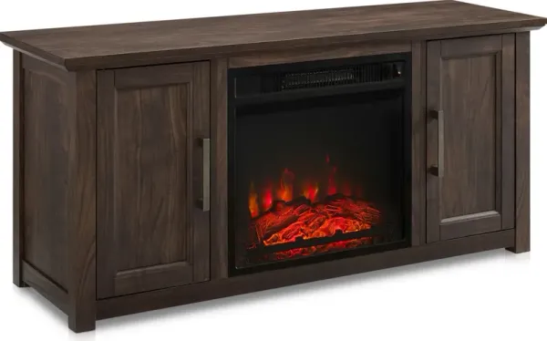 Lucas 48” TV Stand with Fireplace - Dark Walnut