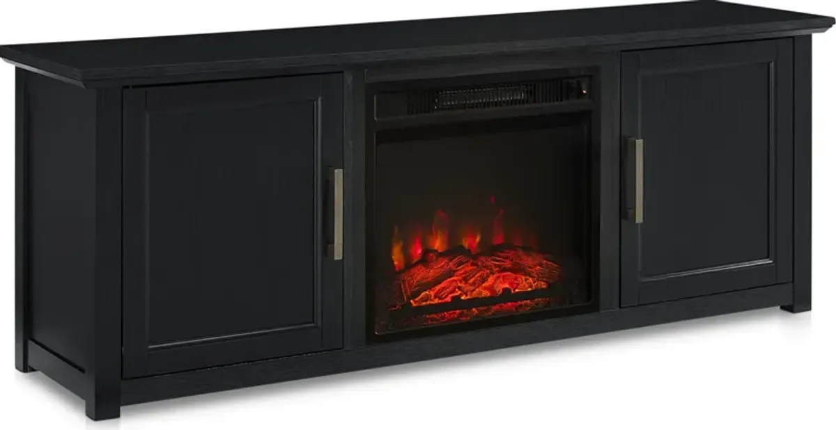 Lucas 58” TV Stand with Fireplace - Black