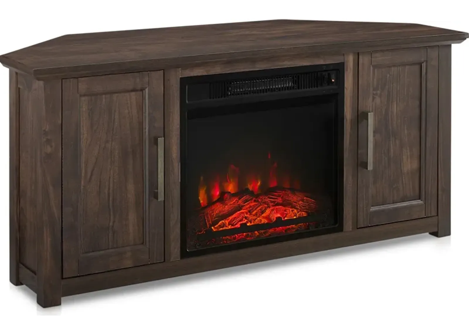 Lucas 48” Corner TV Stand with Fireplace - Dark Walnut