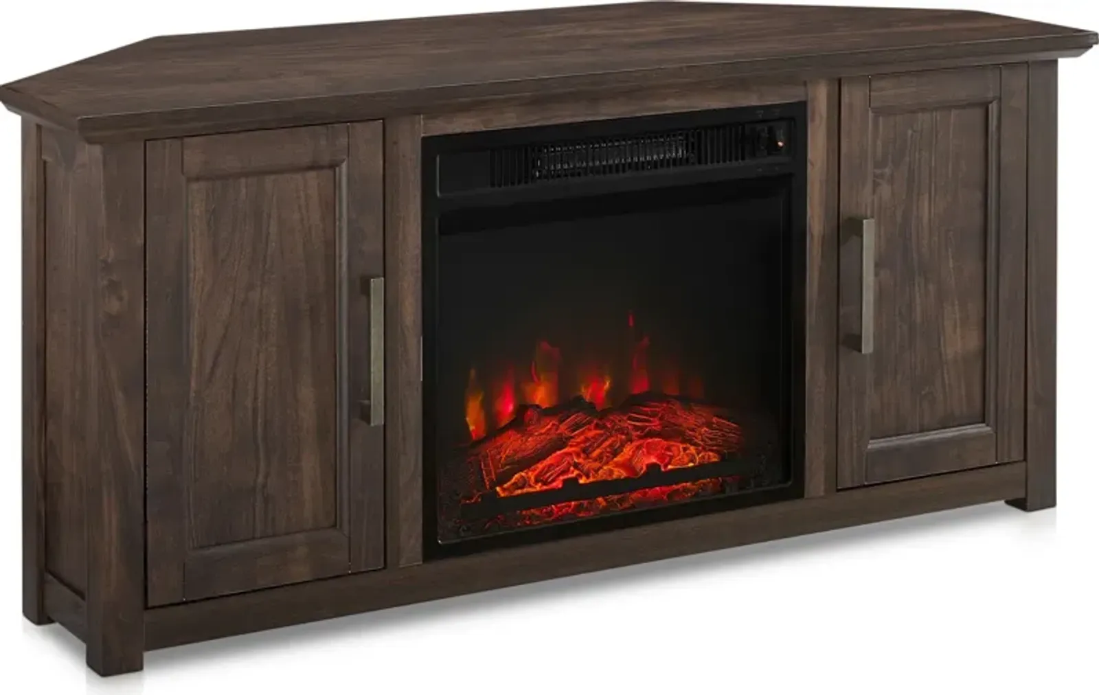 Lucas 48” Corner TV Stand with Fireplace - Dark Walnut