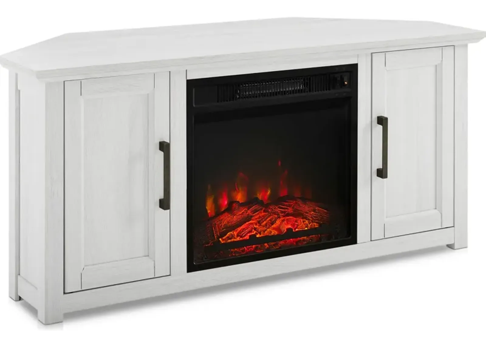 Lucas 48” Corner TV Stand with Fireplace - White