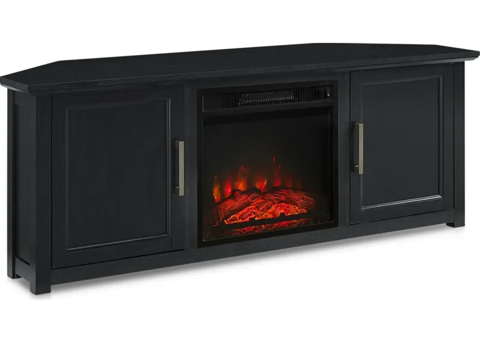 Lucas 58” Corner TV Stand with Fireplace - Black