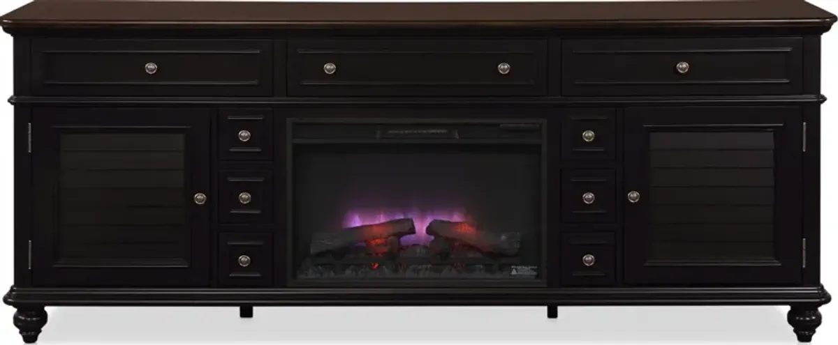 Charleston 94" Fireplace TV Stand - Black