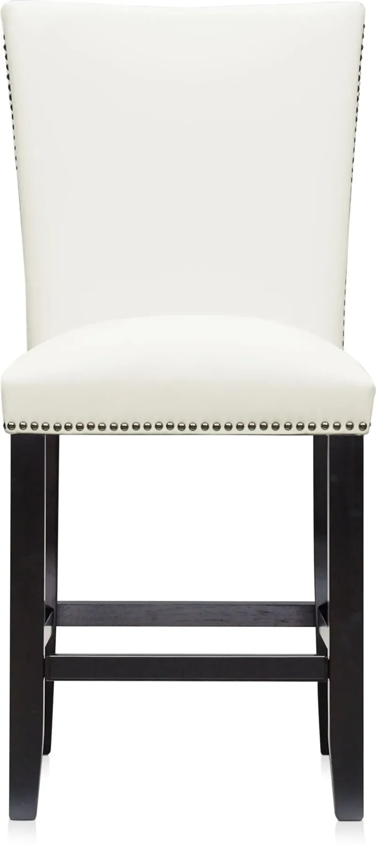 Artemis Marble Counter-Height Dining Table and 6 Upholstered Stools - Gray Marble/White