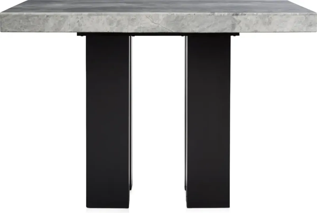 Artemis Marble Counter-Height Dining Table and 6 Upholstered Stools - Gray Marble/White