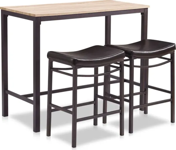 Billings Pub Table and 2 Backless Stools