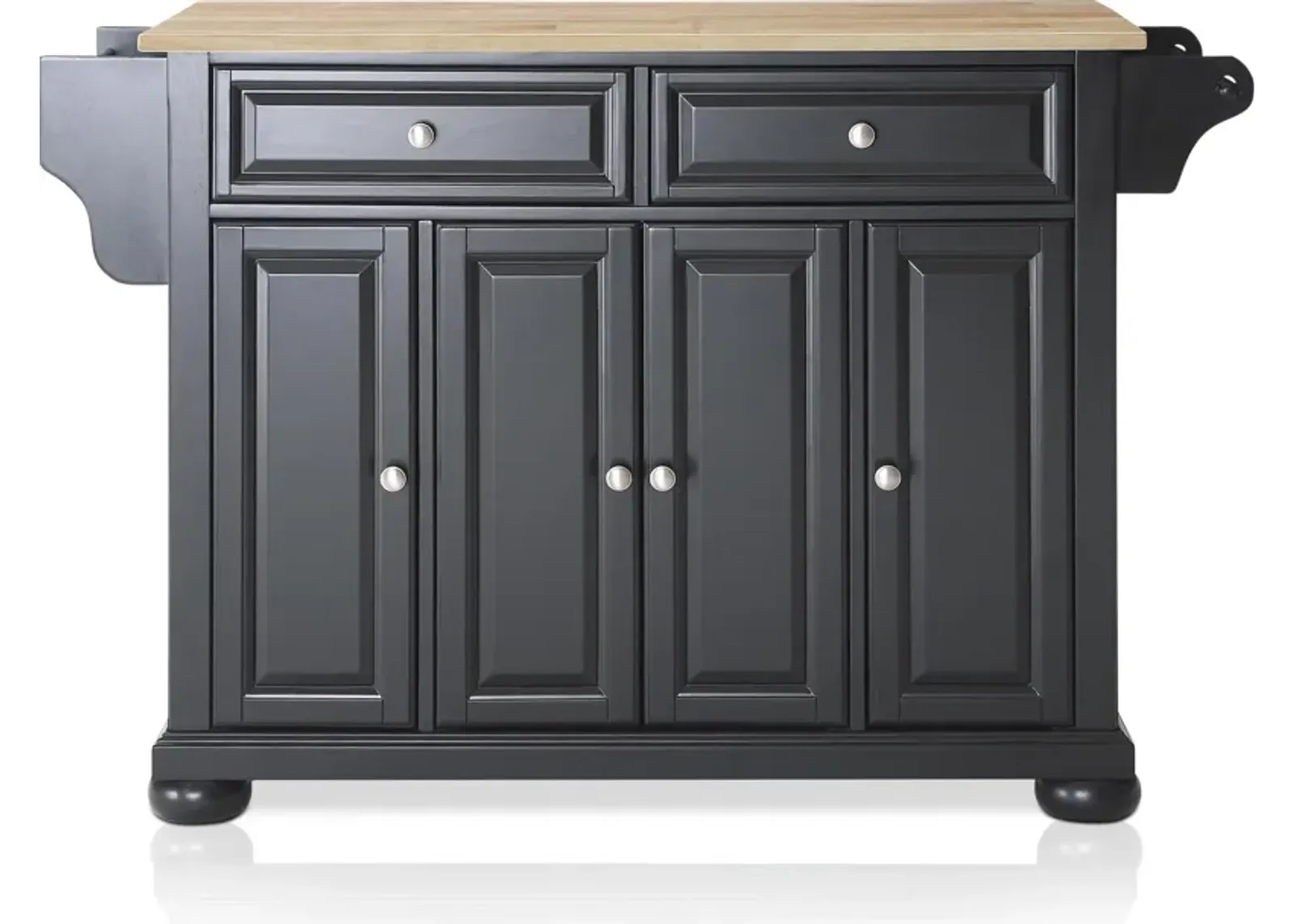 Alina Kitchen Island - Black/Wood Top