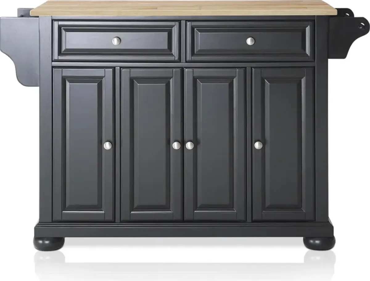 Alina Kitchen Island - Black/Wood Top