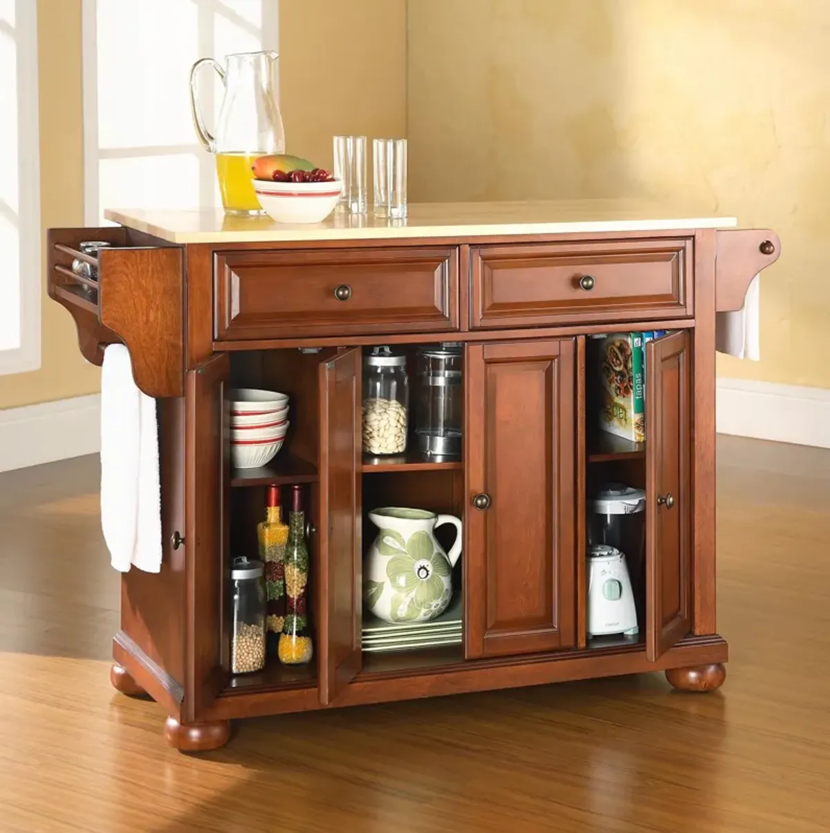 Alina Kitchen Island - Cherry/Wood Top