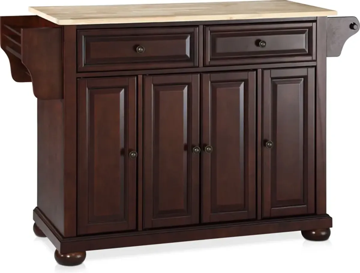 Alina Kitchen Island - Mahogany/Wood Top