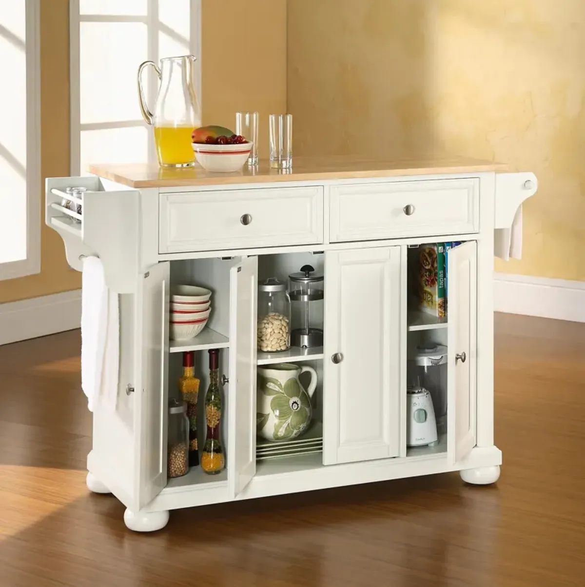 Alina Kitchen Island - White/Wood Top