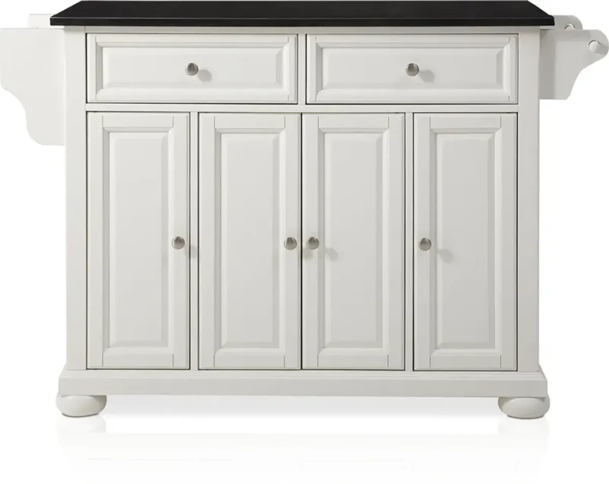 Alina Kitchen Island - White/Black Granite Top