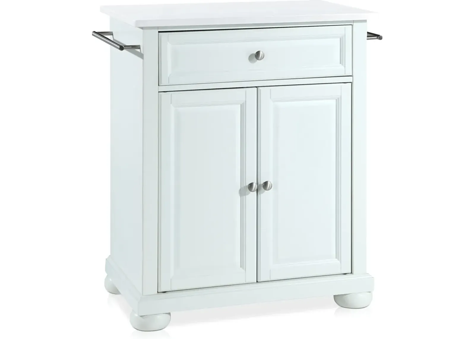 Alina Small Kitchen Island - White/White Granite Top