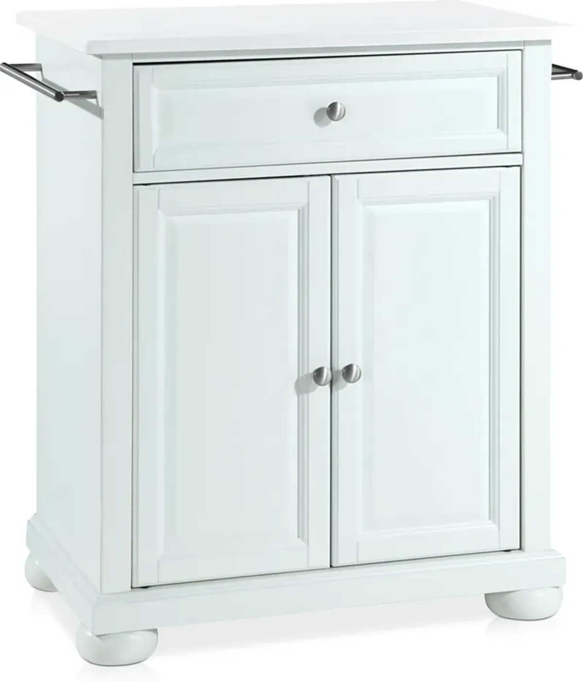 Alina Small Kitchen Island - White/White Granite Top