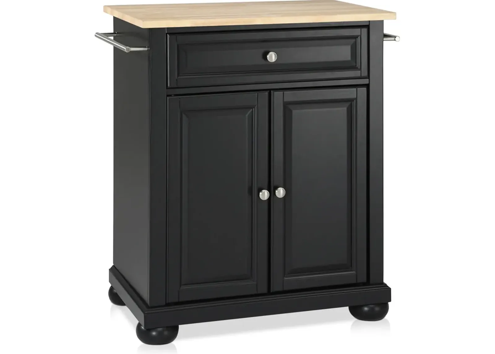 Alina Small Kitchen Island - Black/Wood Top