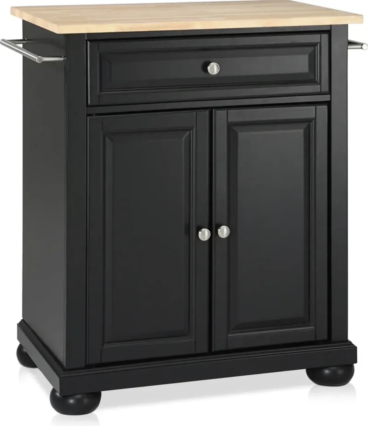 Alina Small Kitchen Island - Black/Wood Top